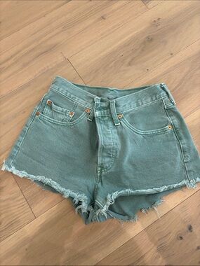 Levi’s 501 Green High-Waisted Frayed Hem Women's Shorts